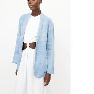 Raquel Allegra Women's Blue Tie Dye Boyfriend Blazer 2 Sz S Small Jacket Top